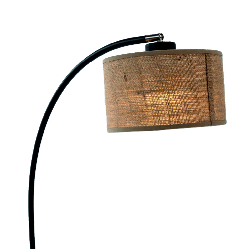 Lámpara de mesa arco base cuadrada negro E27 pantalla natural